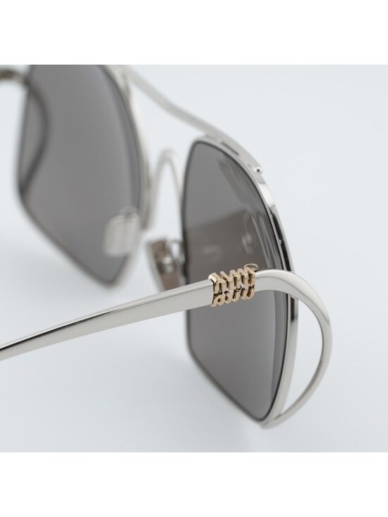 Miu Miu MUA55S 1BC80Q Sunglasses Silver Square Frame, Dark Grey Lenses main image 5